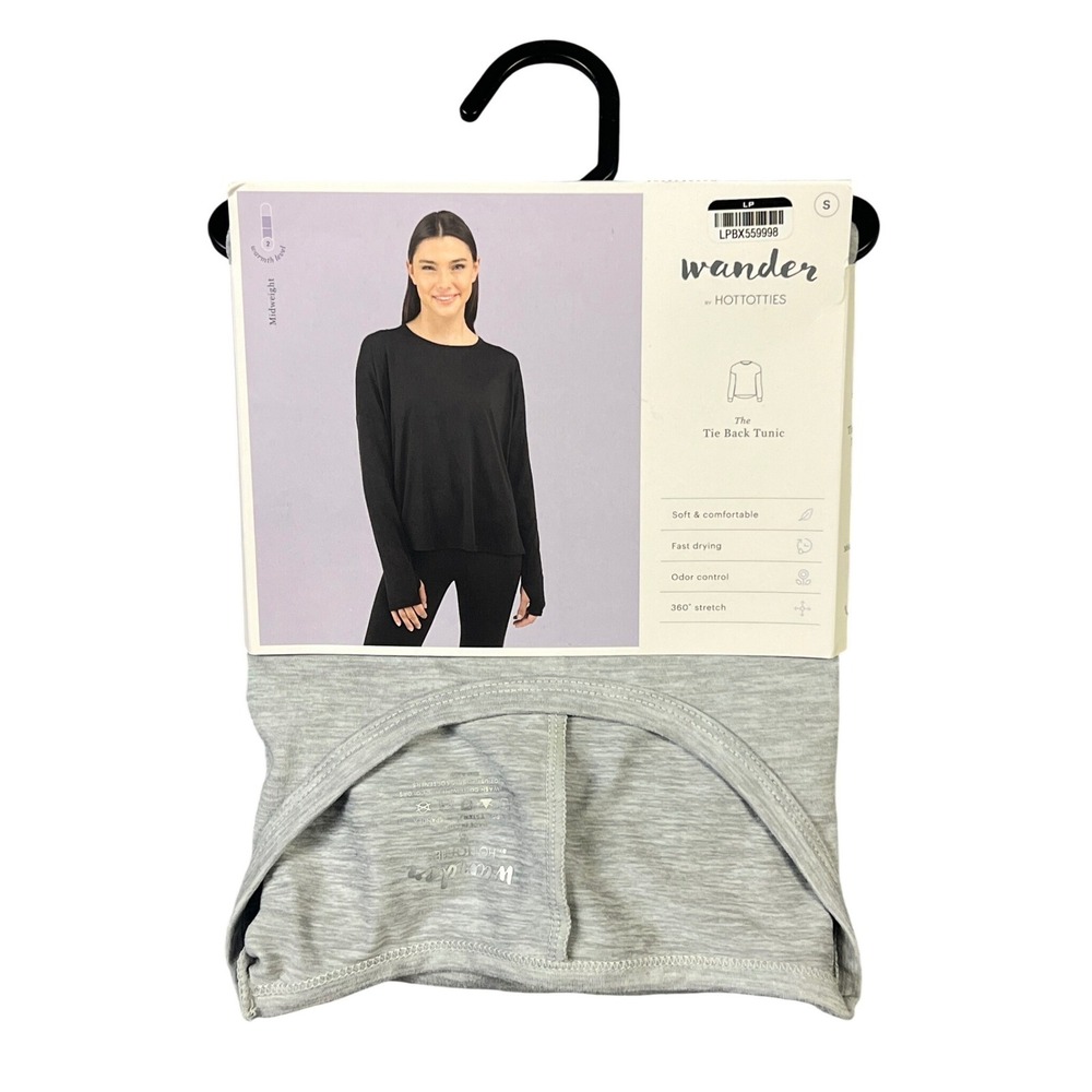 Wander by Hottotties Tie Back Tunic Women S Gray Long Sleeve Thumbhole Midweight
